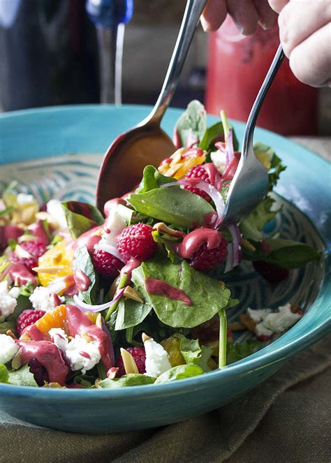 Raspberry Salad with Mixed Greens and Oranges - Just a Little Bit of Bacon