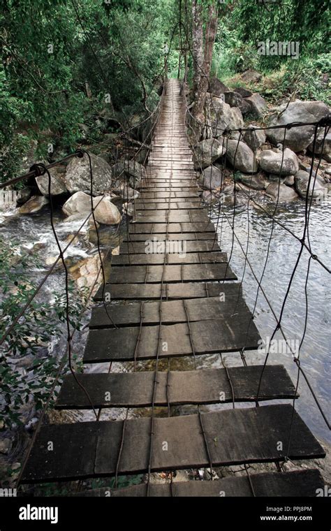 High rickety wood bridge hi-res stock photography and images - Alamy