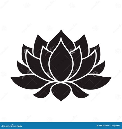 Lotus flower silhouette stock vector. Illustration of monochrome - 186363997