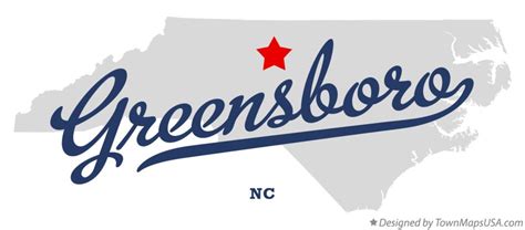 Map of Greensboro, NC, North Carolina