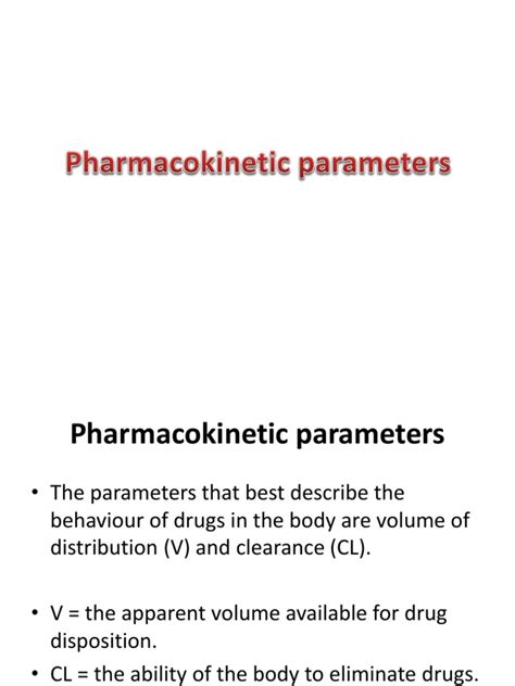 Pharmacokinetic Parameters | PDF | Pharmacokinetics | Bioavailability