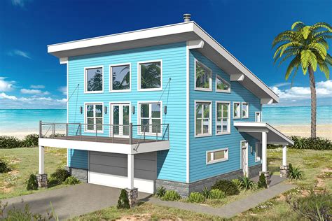 Beach House Plan with 3rd Floor Art Loft - 68666VR | Architectural Designs - House Plans