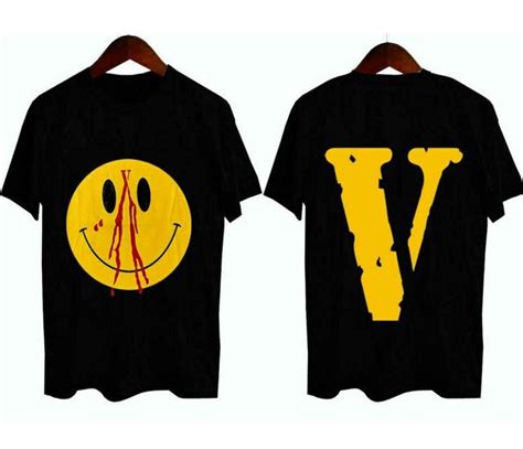 Vlone Smiley Face Black T-Shirt Vlone Short Sleeve T-Shirt | Etsy