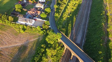 High Angle Drone's Camera View of Railway Tracks at Luton England UK ...