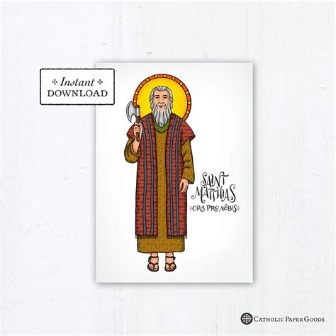 St. Matthias the Apostle Card Art Print Instant Download | Etsy