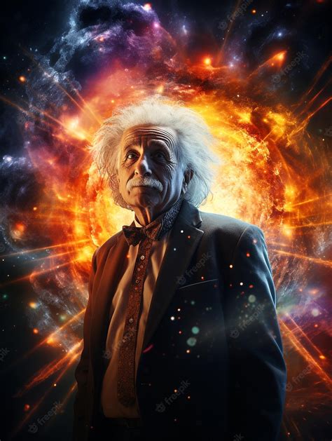 Premium AI Image | Albert Einstein with Science Cosmic Background