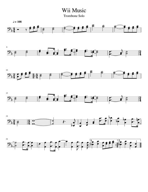 Wii Music - Trombone Solo Sheet music for Trombone (Solo) | Musescore.com