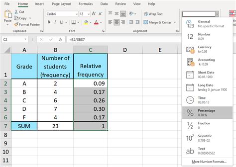 How to Make a Relative Frequency Table in Excel | House of Math