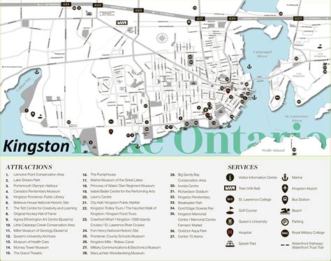 Kingston Tourist Attractions Map - Ontheworldmap.com