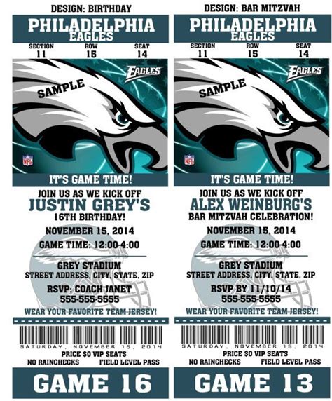 Printable Birthday Party Invitation Card Philadelphia Eagles | Football ...