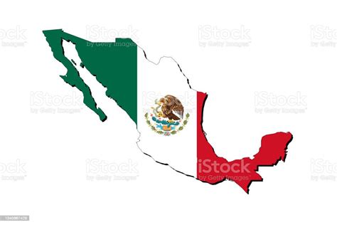 Outline Map Of Mexico With The National Flag Stock Illustration ...