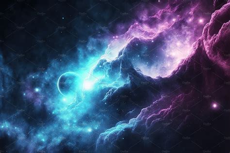 Nebula and galaxies in outer space, | Illustrations ~ Creative Market