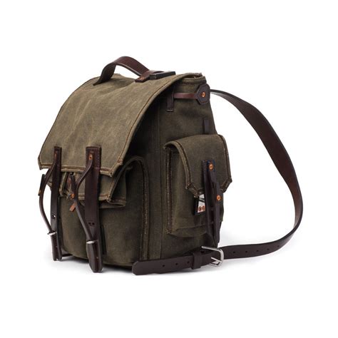 canvas backpack medium in moss green canvas | Saddleback leather, Waxed canvas backpack, Leather