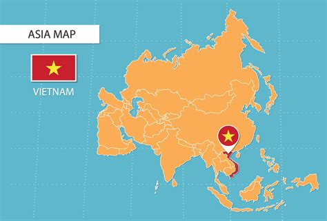 Vietnam map in Asia, icons showing Vietnam location and flags. 15706175 Vector Art at Vecteezy