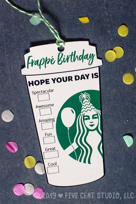 Frappé Birthday Parody Logo Coffee Cup Shaped Tag / Card DIY Printable ...