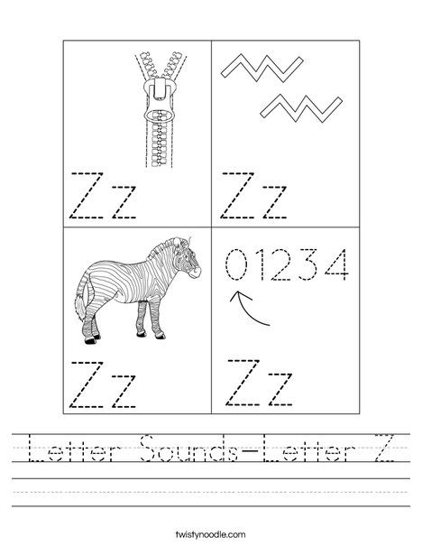 Letter Sounds-Letter Z Worksheet - Twisty Noodle