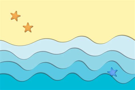 Premium Vector | Top view beach background with blue waves and stars on ...