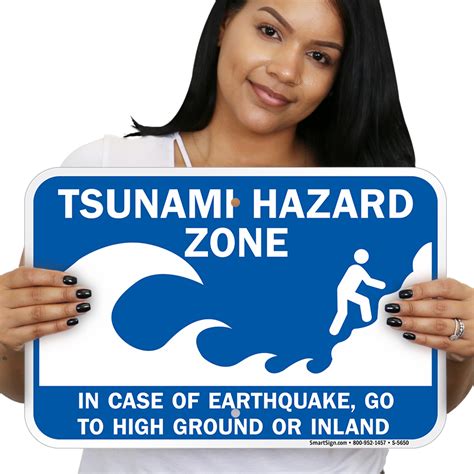 In Case Of Earthquake Sign - Tsunami Hazard Zone, SKU: S-5650