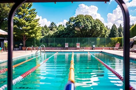 Una piscina con valla y una valla que dice hora de la piscina | Foto ...