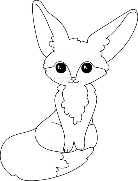 Fennec Fox Kids Coloring Page Great for Beginner Coloring Book 2514301 Vector Art at Vecteezy