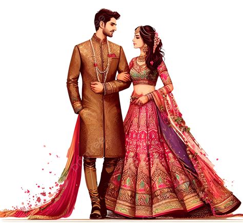 Wedding Couple, Indian Wedding Couple Outfits, Wedding Couple Illustration, Wedding Couple ...