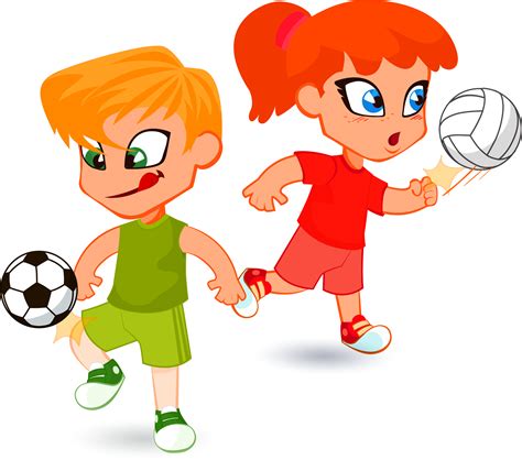 Cartoon Kids Playing Sports