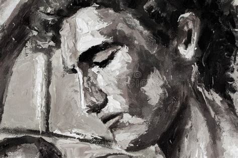 Black and White Abstract Head Portrait Original Oil Painting on Canvas ...