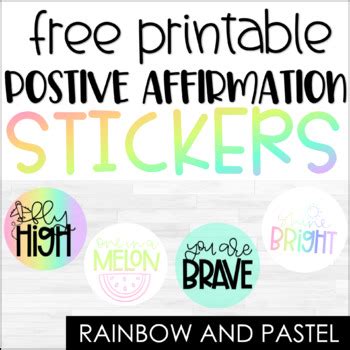 FREE Positive Affirmation Stickers | Printable | Rainbow and Pastel