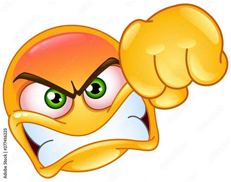 Angry emoji emoticon showing a punch fist gesture Stock Vector | Adobe ...