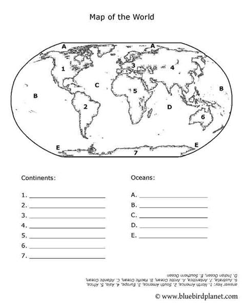 Free printables for kids | Geography worksheets, Continents and oceans ...