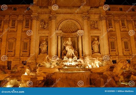 Fontana di Trevi, by night stock image. Image of trevi - 820985