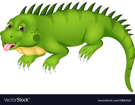 Funny iguana cartoon posing with laughing Vector Image