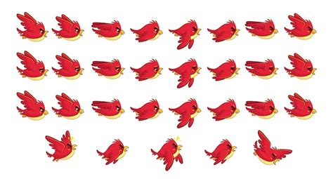 Premium Vector | Flying red bird game sprites