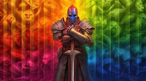 Premium AI Image | A poster of a fantasy knight with colorful background