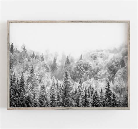 Forest Print Black and White Art Woodland Forest Print | Etsy