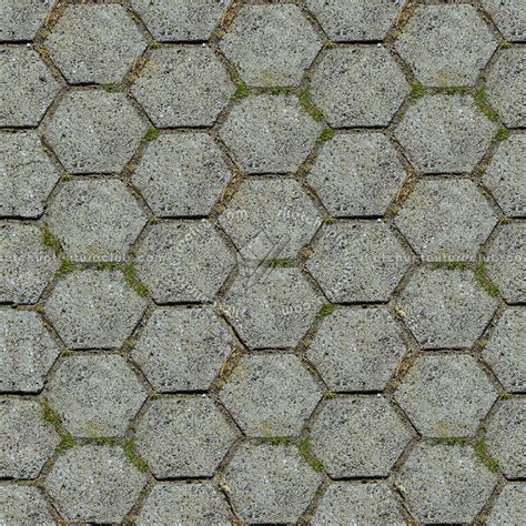 Concrete paving outdoor hexagonal texture seamless 05983