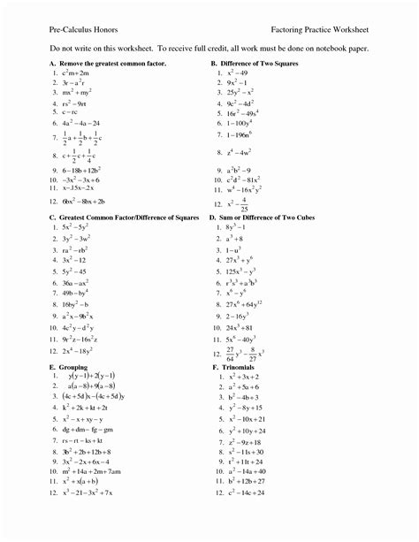 50 Factoring Difference Of Squares Worksheet