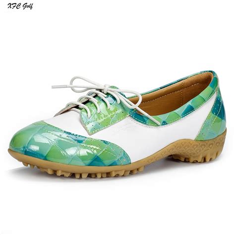 Ladies golf shoes Women waterproof genuine leather breathable golf sport shoes tennis walk shoe ...