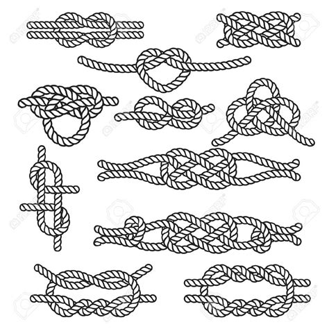 set of rope knots in different shapes and sizes on white background stock photo - 9597