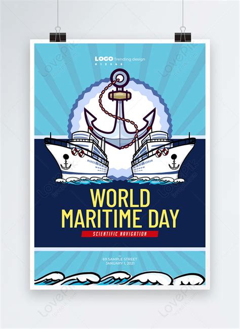 Cartoon simple international maritime day holiday poster template image ...