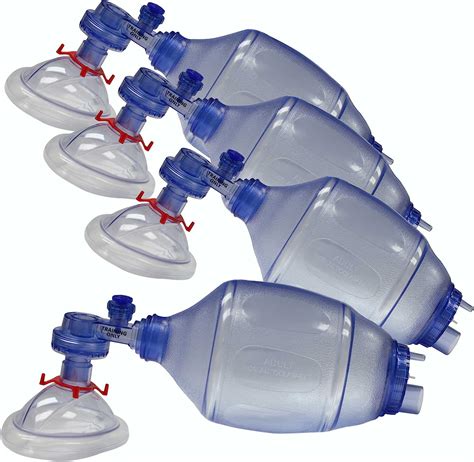 Amazon.com: MCR Medical 4-Pack CPR Training Bag Valve Mask (BVM) ADULT ...