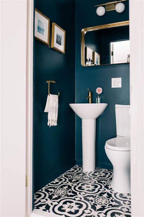Blue Powder Rooms, Powder Room Paint, Gold Powder, Downstairs Cloakroom, Downstairs Toilet ...