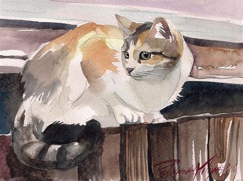 Calico Cat Painting by Yuliya Podlinnova | Watercolor cat, Cat painting ...