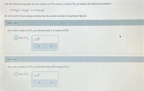 Solved Use the balanced equation for the reaction of CO and | Chegg.com | Chegg.com