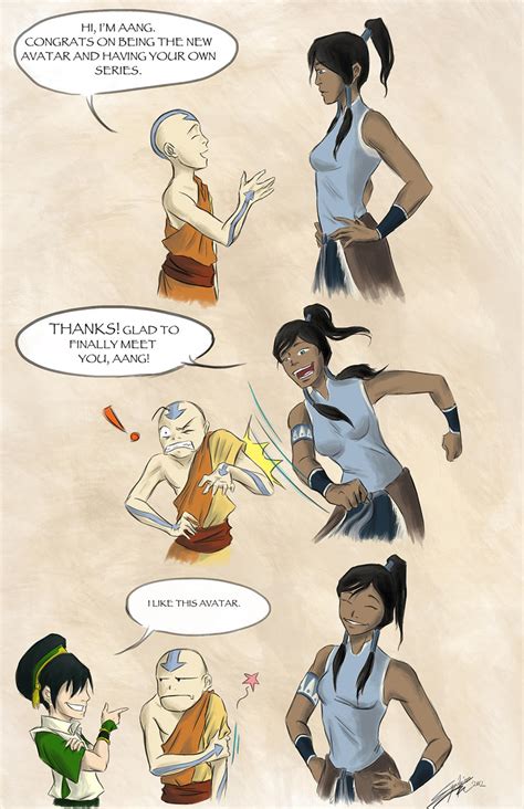 Aang Meets Korra by SynclaireK on DeviantArt