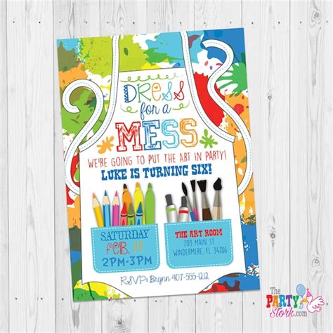 Paint Splatter Invitation, Art Birthday Invite Boys, Art Party ...