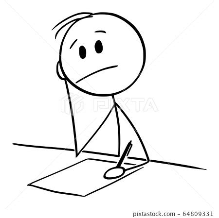 Vector Cartoon Illustration of Man Writing on... - Stock Illustration ...