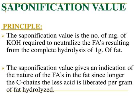 Saponification Number Chart