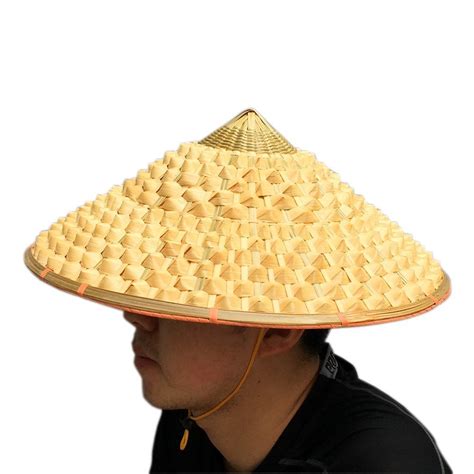 Chinese Oriental Bamboo Straw Cone Garden Fishing Hat Adult Rice Pinea – sunhilltoy