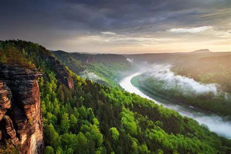 landscape, Nature, River, Canyon, Forest, Mist, Cliff, Clouds, Sunset ...